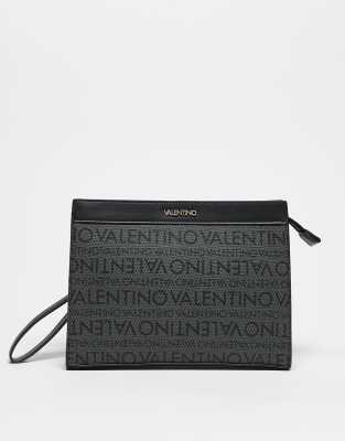 Valentino billion monogram clutch bag in grey and black