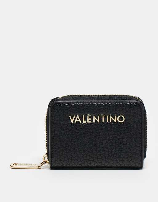 Valentino - Blossom - Sort pung med omkringgående lynlås og tekstur