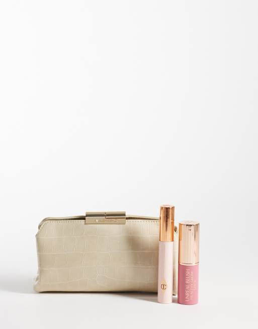 Valentino - bolso clutch bandolera con estampado de cocodrilo en crema, 2 de 4