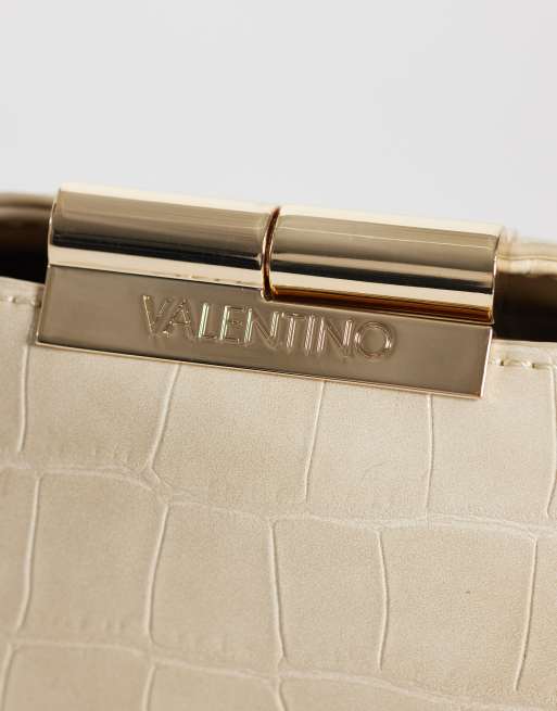 Valentino - bolso clutch bandolera con estampado de cocodrilo en crema, 3 de 4