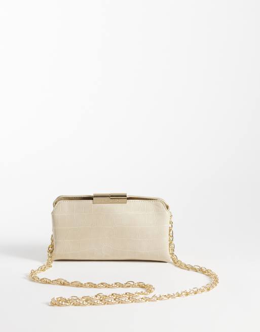 Valentino - bolso clutch bandolera con estampado de cocodrilo en crema, 4 de 4