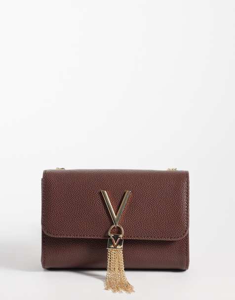 Valentino - bolso clutch bandolera con solapa en marrón chocolate - view 1