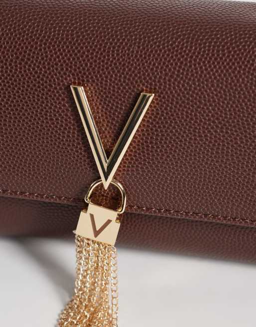 Valentino - bolso clutch bandolera con solapa en marrón chocolate, 3 de 4