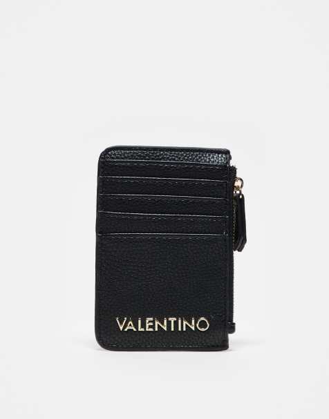 Valentino brixton credit card holder with zip section in black - view 1