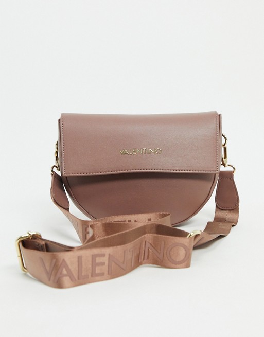 Valentino Bags Bigs saddle cross body bag in ash rose pink with logo strap