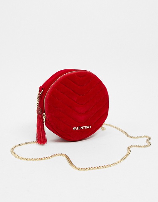 Valentino Bags Carillon circle quilted cross body bag in red velvet