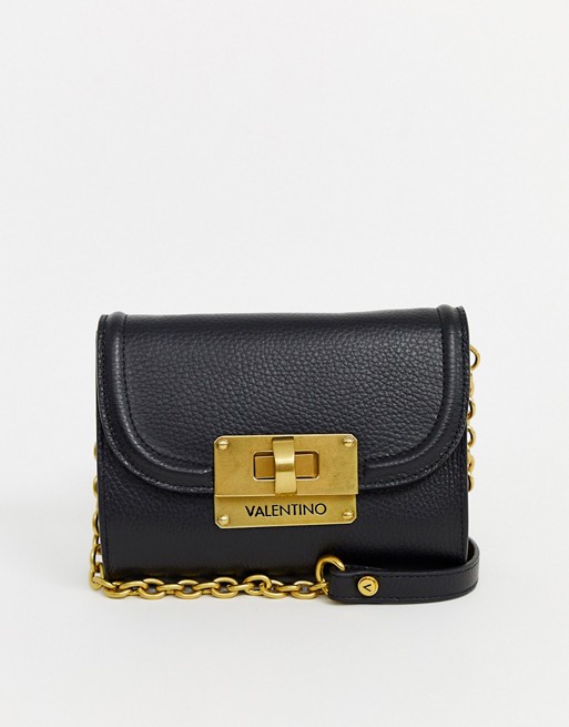 Valentino by Mario Valentino Chicago black leather cross body bag with chain strap