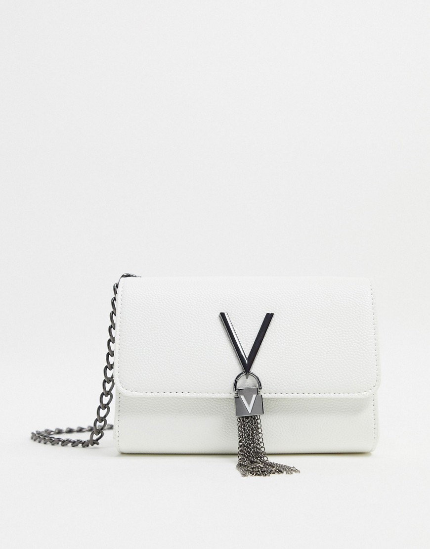 Valentino by Mario Valentino - Divina crossbody-taske med flap og kvast i hvid