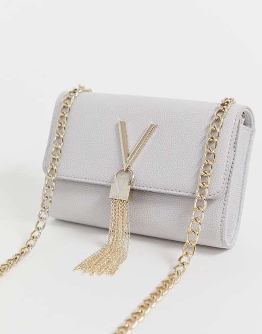 Valentino Bags Divina foldover clutch bag in grey