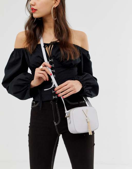 by tassel detail camera cross body bag in grey | ASOS