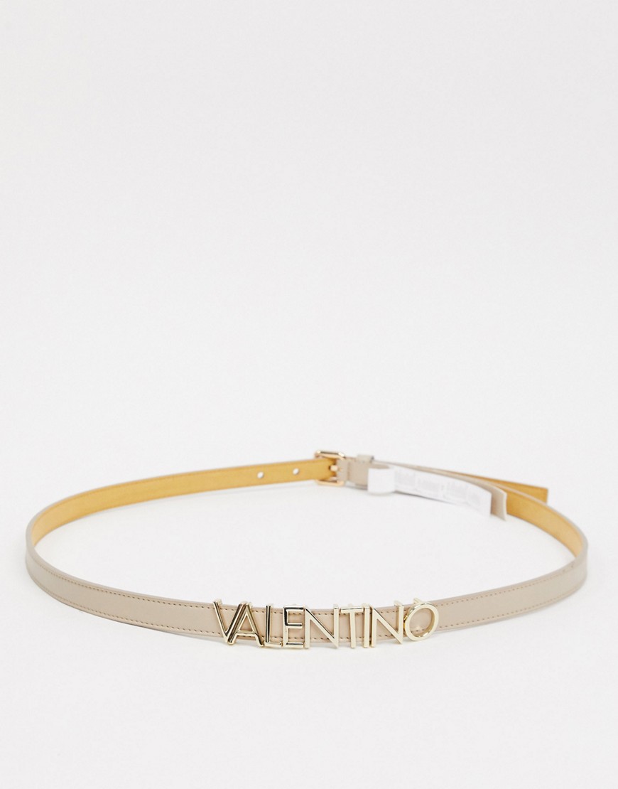 Valentino by Mario Valentino - Emma Winter - Skinny riem met slogan in taupe-Beige