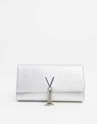 silver valentino clutch