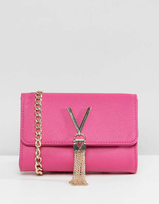 Valentino by Mario Valentino Foldover Tassel Cross Body Bag in Pink