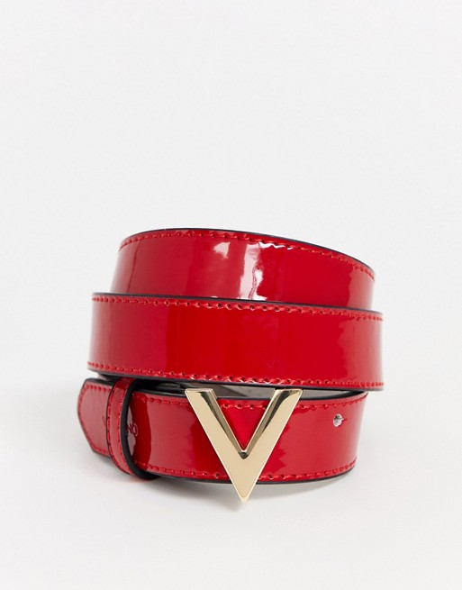 Valentino by Mario Valentino Forever red patent skinny belt