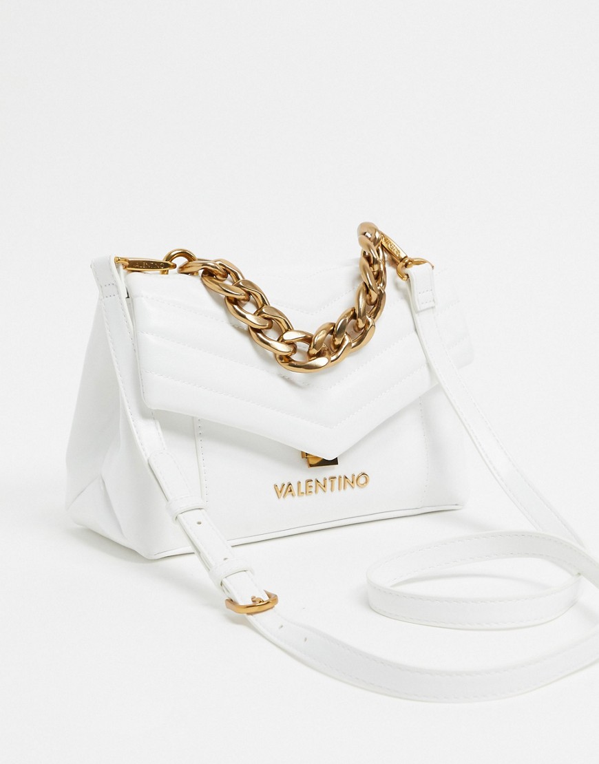 Valentino by Mario Valentino Grifone mini quilted cross body bag with chain handle in white