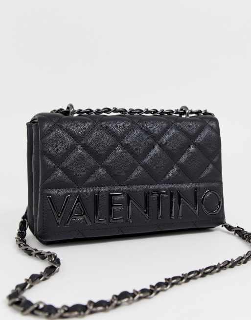 valentino black quilted tote bag