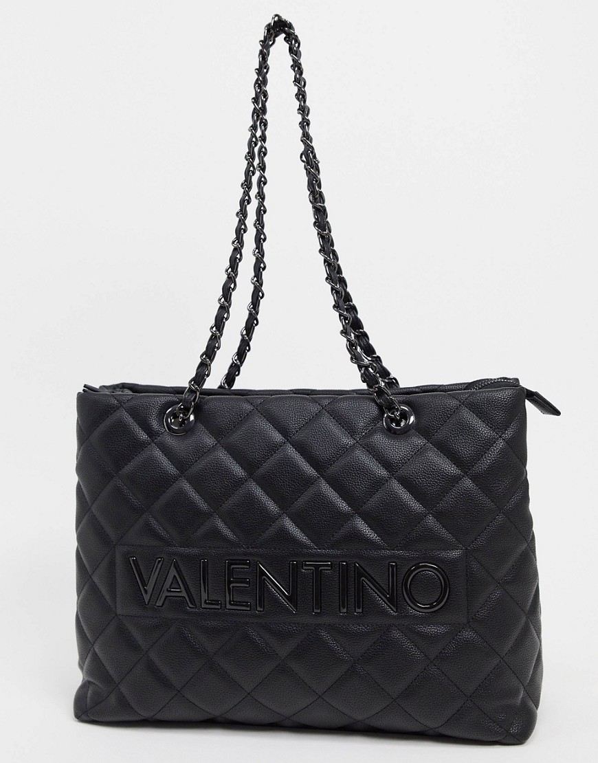 Valentino by Mario Valentino – Licia – Svart kviltad toteväska med kedjehandtag