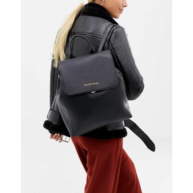 Valentino by Mario Valentino Minimal Foldover Backpack in Black