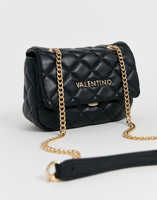 Valentino by Mario Valentino Ocarina black quilted cross body bag with chain strap
