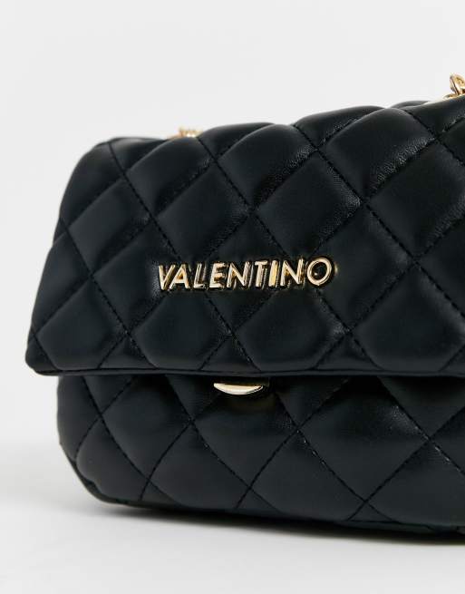 Valentino by Mario Valentino Ocarina black quilted cross body bag with chain strap