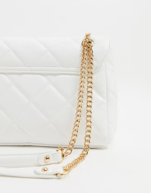 Valentino by Mario Valentino Ocarina large quilted cross body bag with  chain strap in white, ASOS