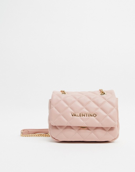 Valentino Bags Ocarina quilted cross body bag with chain strap in light pink