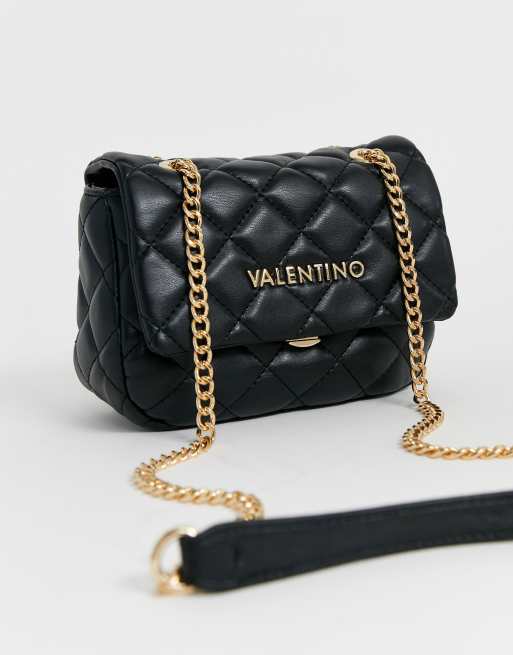 Valentino by Mario Valentino Ocarina Schwarz gesteppte Umhangetasche mit Kettenriemen