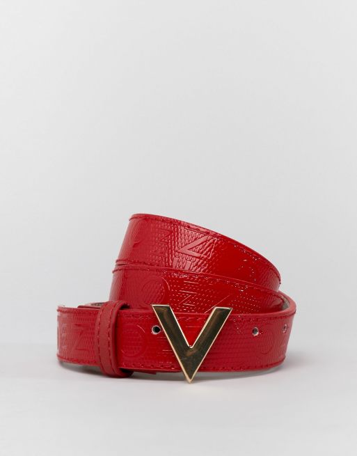 Valentino by Mario Valentino Red Synthetic Leather Belt for Women