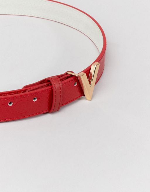 Valentino by Mario Valentino Skinny Belt in Red