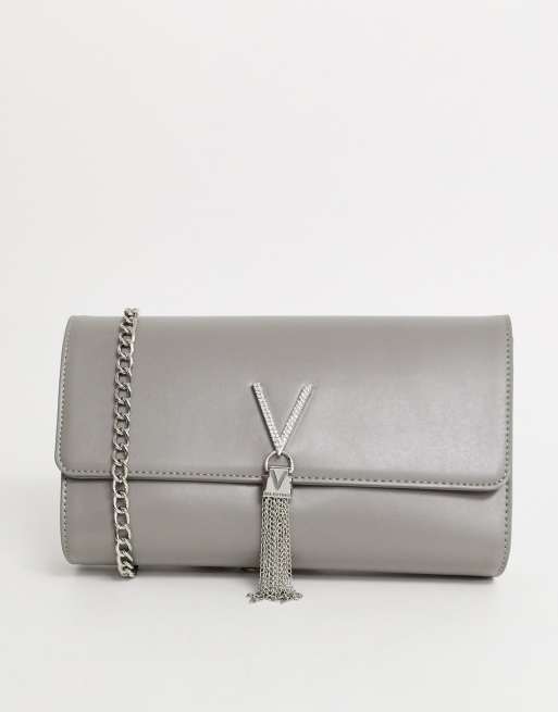 Valentino by Mario Valentino Ranma grey foldover clutch bag with ...