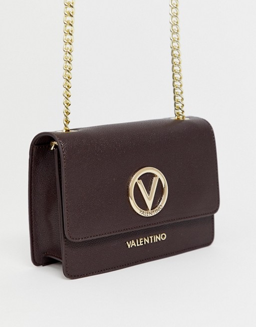 Valentino by Mario Valentino Sax cross body bag with metal logo in brown