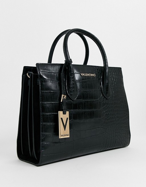 Valentino by Mario Valentino Winter Memento black croc effect tote workwear bag