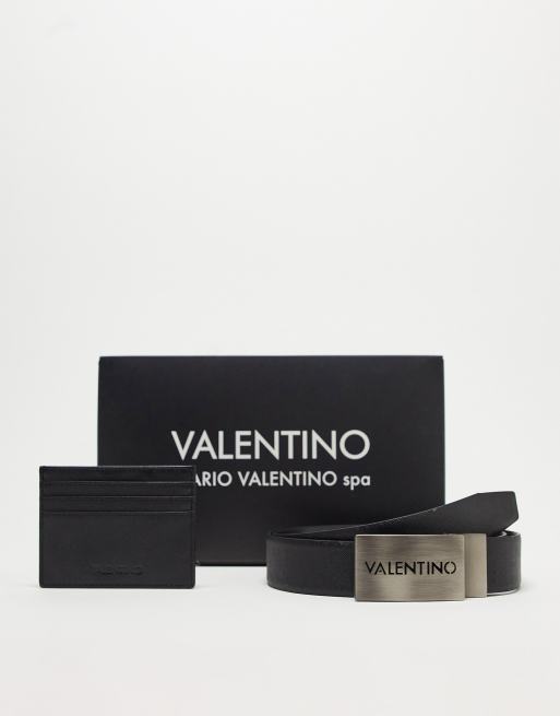 Valentino - Cadeauset met riem en kaarthouder in zwart