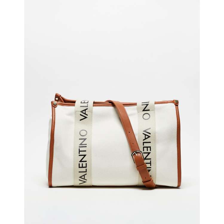 Valentino candle canvas logo tote bag in tan and cream | ASOS