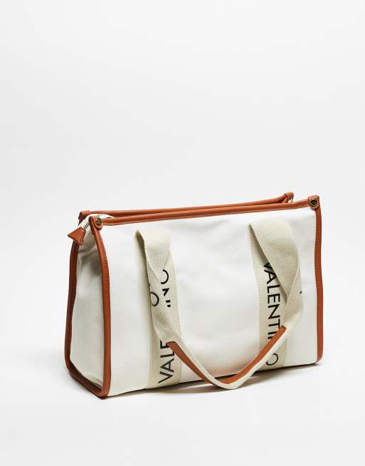 Valentino - Candle - Canvas tas met logo in bruin en crème, 3 van 3