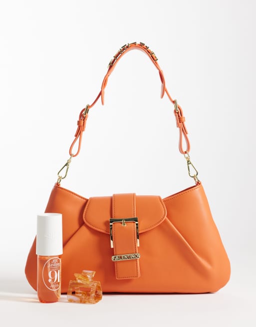 Valentino Cassandra buckle detail top handle bag in orange , 2 of 4