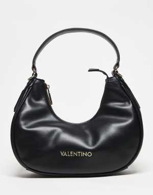 Valentino Clio Re crescent shoulder bag with crossbody strap in black - BLACK