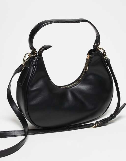 Valentino Clio Re crescent shoulder bag with crossbody strap in black, 3 of 3