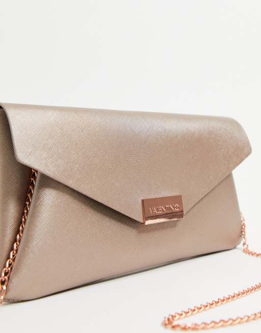 Valentino - Clutch-taske i rosaguld med kæderem, 3 af 4
