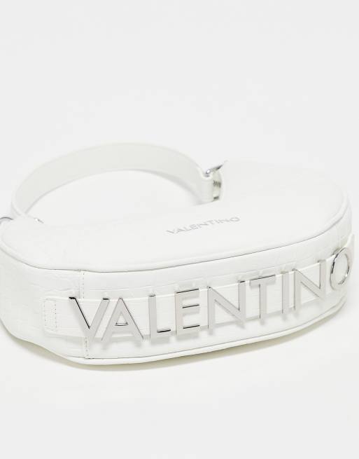 Valentino – Coconut – Schultertasche in Kroko-Weiß mit Metallbuchstaben, 2 von 4