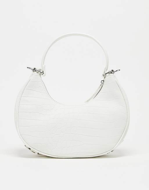 Valentino – Coconut – Schultertasche in Kroko-Weiß mit Metallbuchstaben, 3 von 4