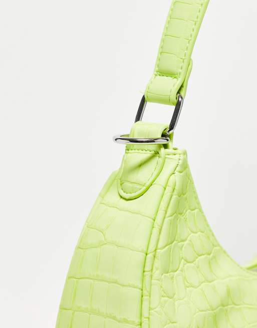 Valentino Coconut shoulder bag with metal letters in lime croc ASOS