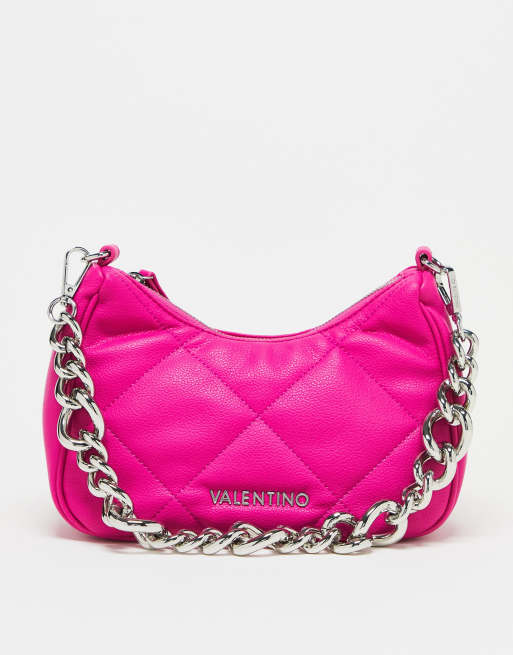Valentino - Cold - Doorgestikte tas met ketting en afneembare crossbody band in felroze