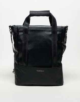 Valentino cosmos large nylon tote bag with crossbody strap in black