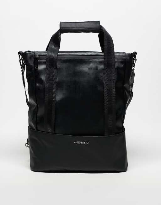 Valentino cosmos large nylon tote bag with crossbody strap in black 