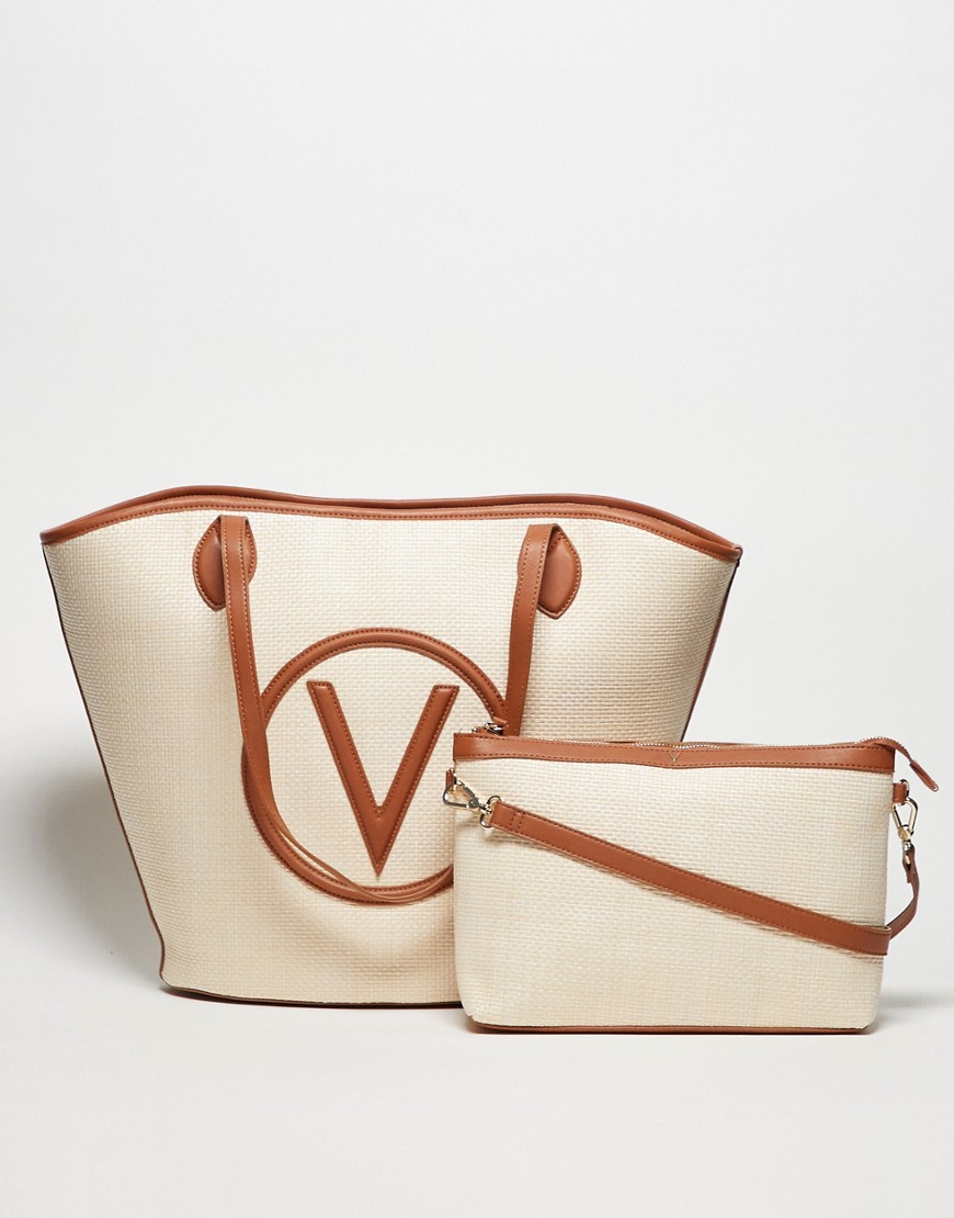 Valentino covent shopper bag with removable pouch in tan-Brown