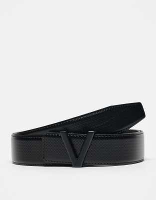 Valentino Bags Valentino dario belt in black with tonal V logo - BLACK