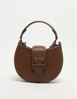 Valentino Bags Valentino Dejavu RE buckle detail saddle crossbody bag in brown