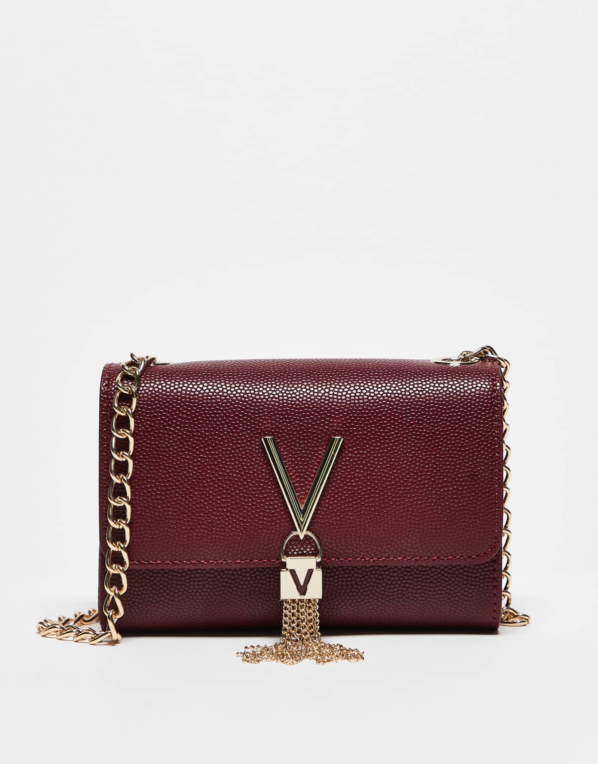Valentino divina crossbody flapover bag in burgundy