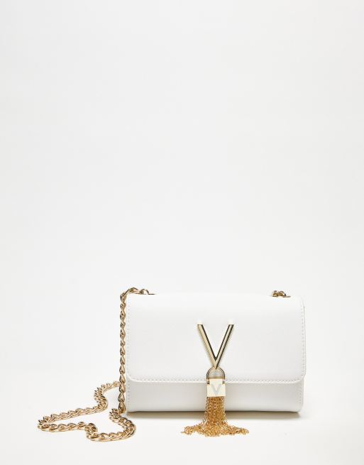 Valentino - Divina - Crossbody tas met gevouwen flap en kwastje in wit